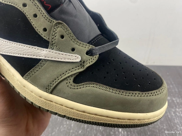 Rep TB DM7866-002 'BLACK SP JORDAN LOW AIR 1 TRAVIS SCOTT OG X OLIVE' 0714